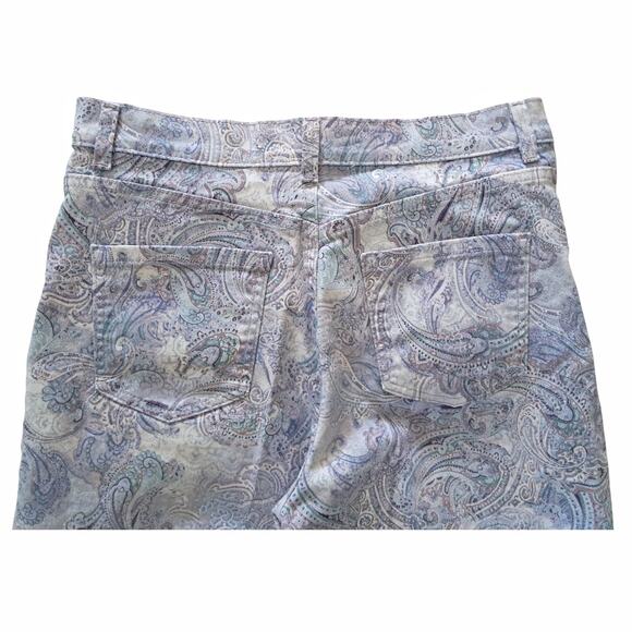 GLORIA VANDERBILT Purple Paisley Capri Jeans Sz 12 Stretch Denim Casual Cropped - Picture 6 of 12